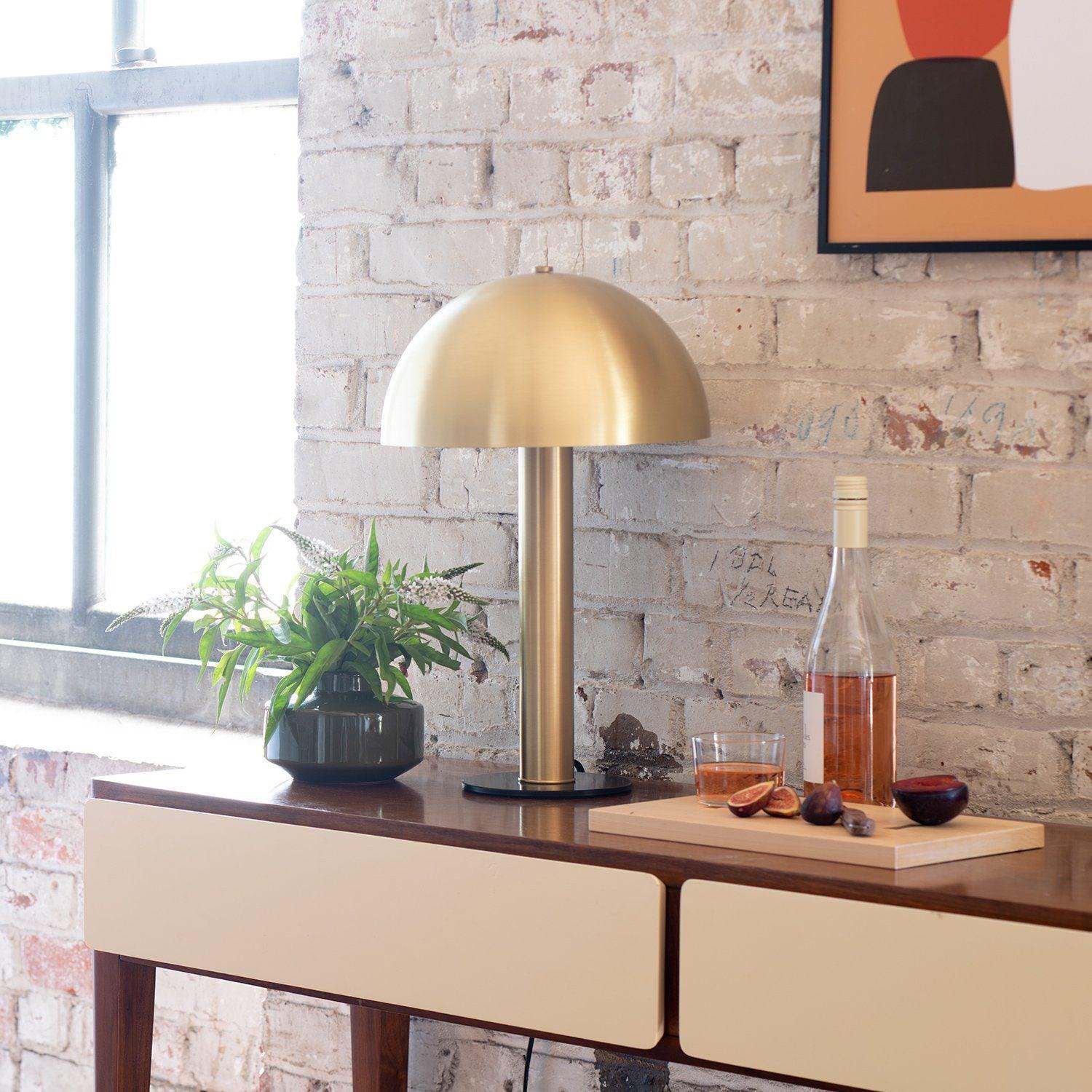 Lámpara de Mesa Sidnie con Diseño de Hongo – Cuerpo Metálico en Blanco, Azul y Cobre 8