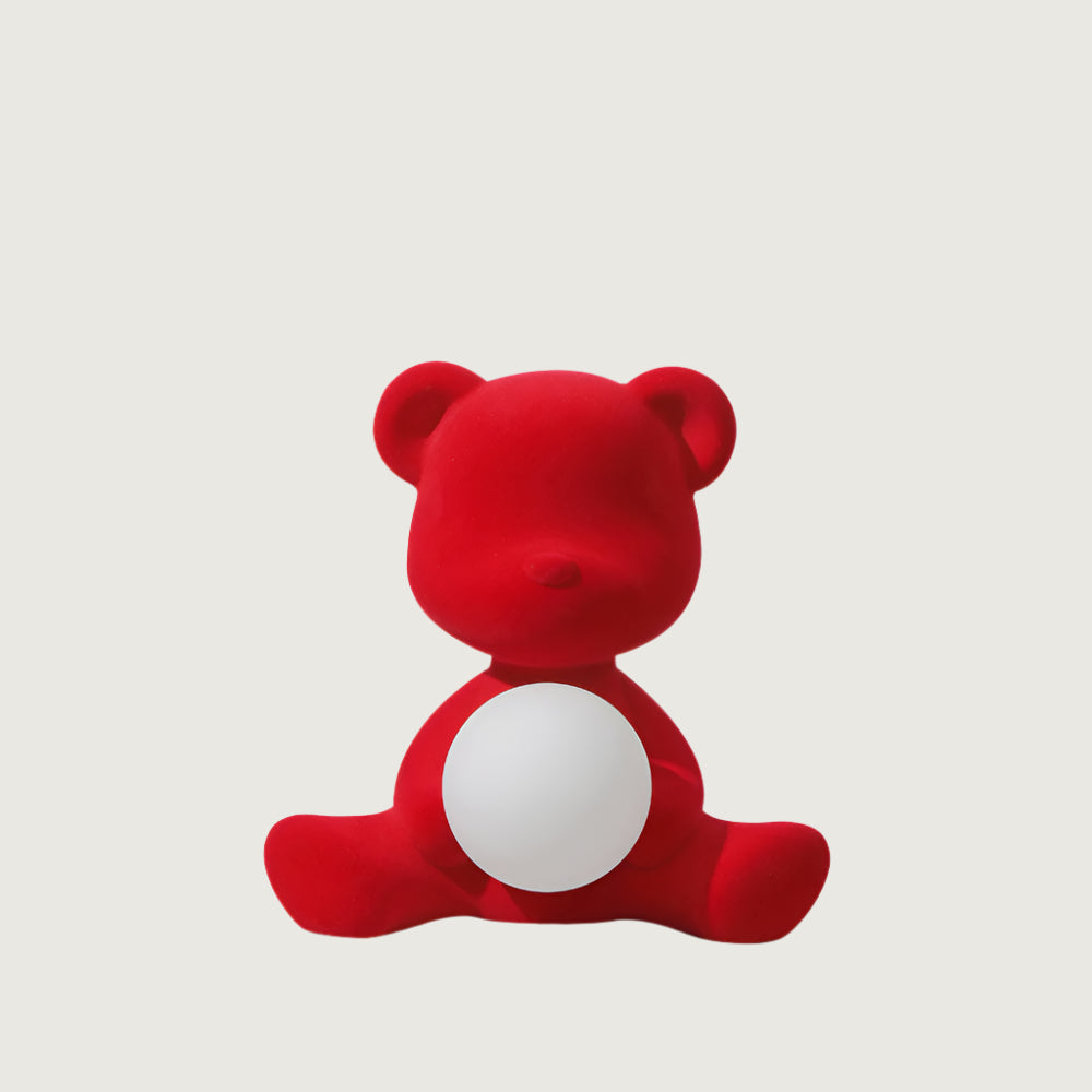 Lámpara de Mesa Teddy con Esfera Luminosa – Diseño Tierno y Superficie de Terciopelo 1