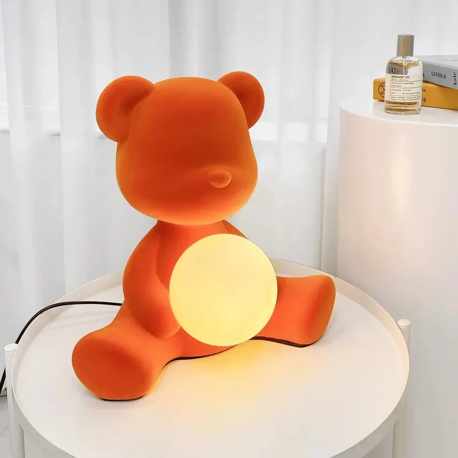 Lámpara de Mesa Teddy con Esfera Luminosa – Diseño Tierno y Superficie de Terciopelo 2