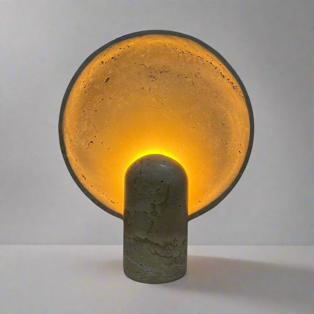 Lámpara de Mesa Terra de Madera y Mármol, Luz Cálida, Diseño Innovador, Compacta 11.8 x 14.2 1