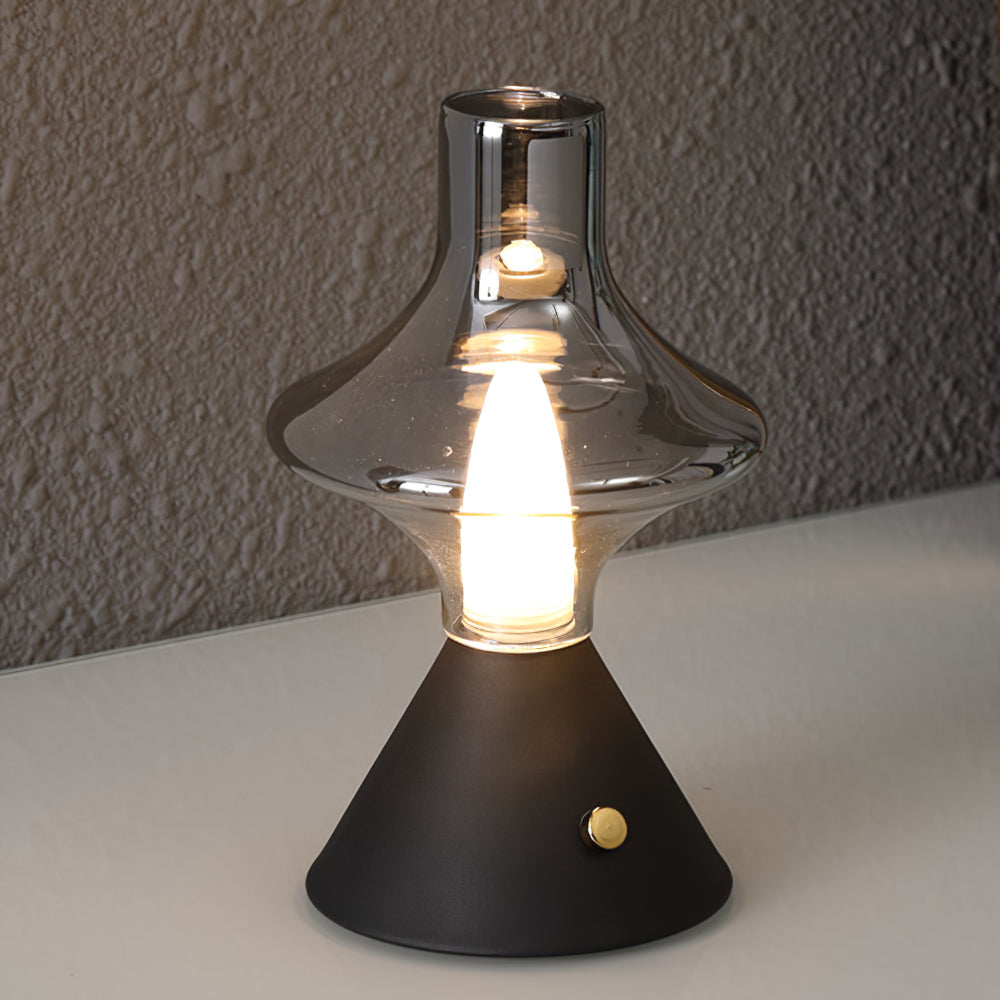 Lámpara de Mesa Vintage Recargable LED, Diseño de Teatro, Metal y Vidrio, Batería 2000 mAh, Ideal para Interior 2