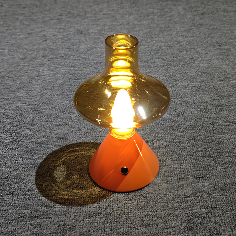 Lámpara de Mesa Vintage Recargable LED, Diseño de Teatro, Metal y Vidrio, Batería 2000 mAh, Ideal para Interior 4