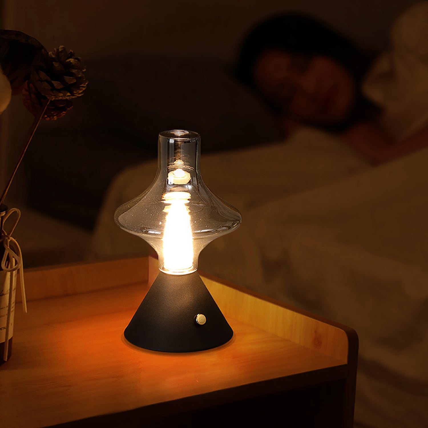 Lámpara de Mesa Vintage Recargable LED, Diseño de Teatro, Metal y Vidrio, Batería 2000 mAh, Ideal para Interior 6