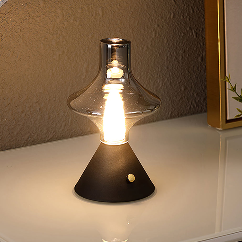 Lámpara de Mesa Vintage Recargable LED, Diseño de Teatro, Metal y Vidrio, Batería 2000 mAh, Ideal para Interior 7