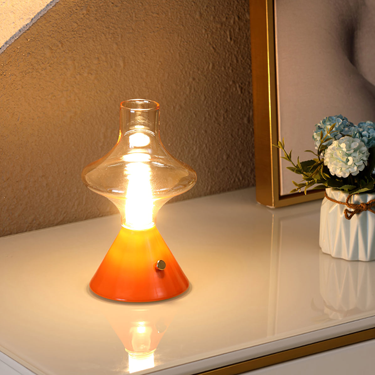 Lámpara de Mesa Vintage Recargable LED, Diseño de Teatro, Metal y Vidrio, Batería 2000 mAh, Ideal para Interior 8