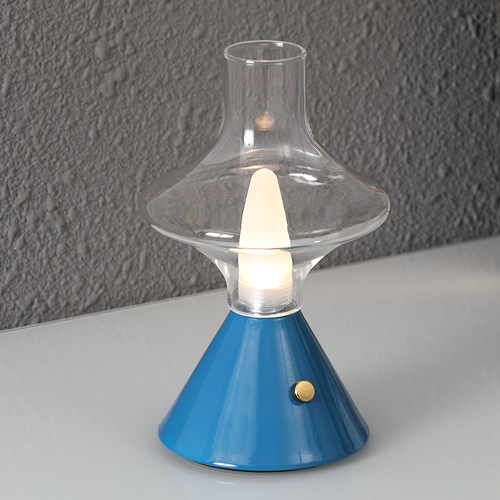 Lámpara de Mesa Vintage Recargable LED, Diseño de Teatro, Metal y Vidrio, Batería 2000 mAh, Ideal para Interior 9