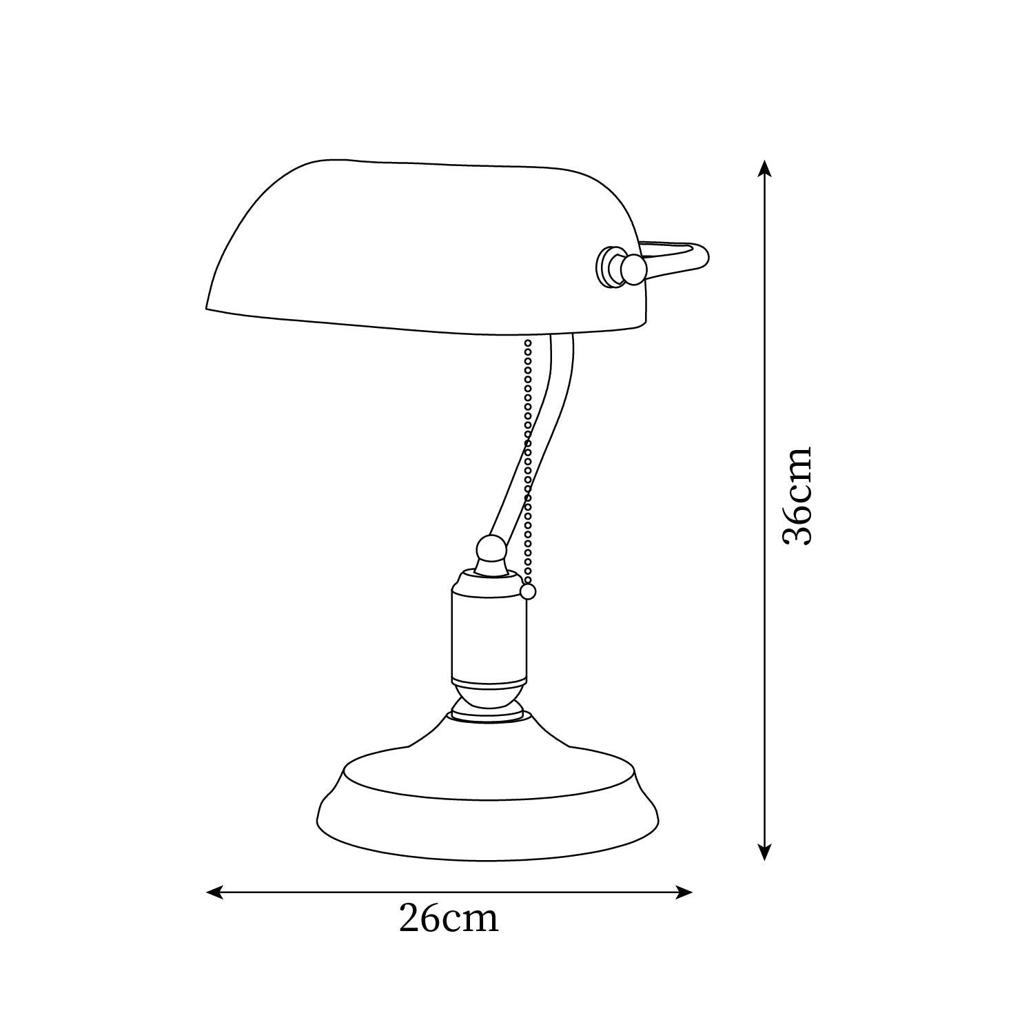 Lámpara de Mesa Vintage con Pantalla de Vidrio Verde y Base Metálica - Ideal para Oficina y Biblioteca, 26 cm Diámetro, 36 cm Altura 6