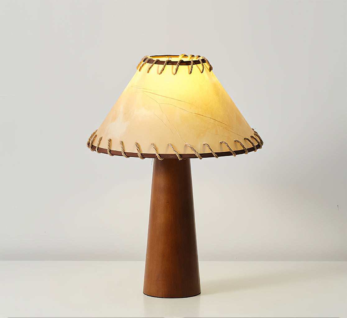 Lámpara de Mesa Vintage de Madera con Pantalla de Tela – Diseño Clásico y Elegante 2
