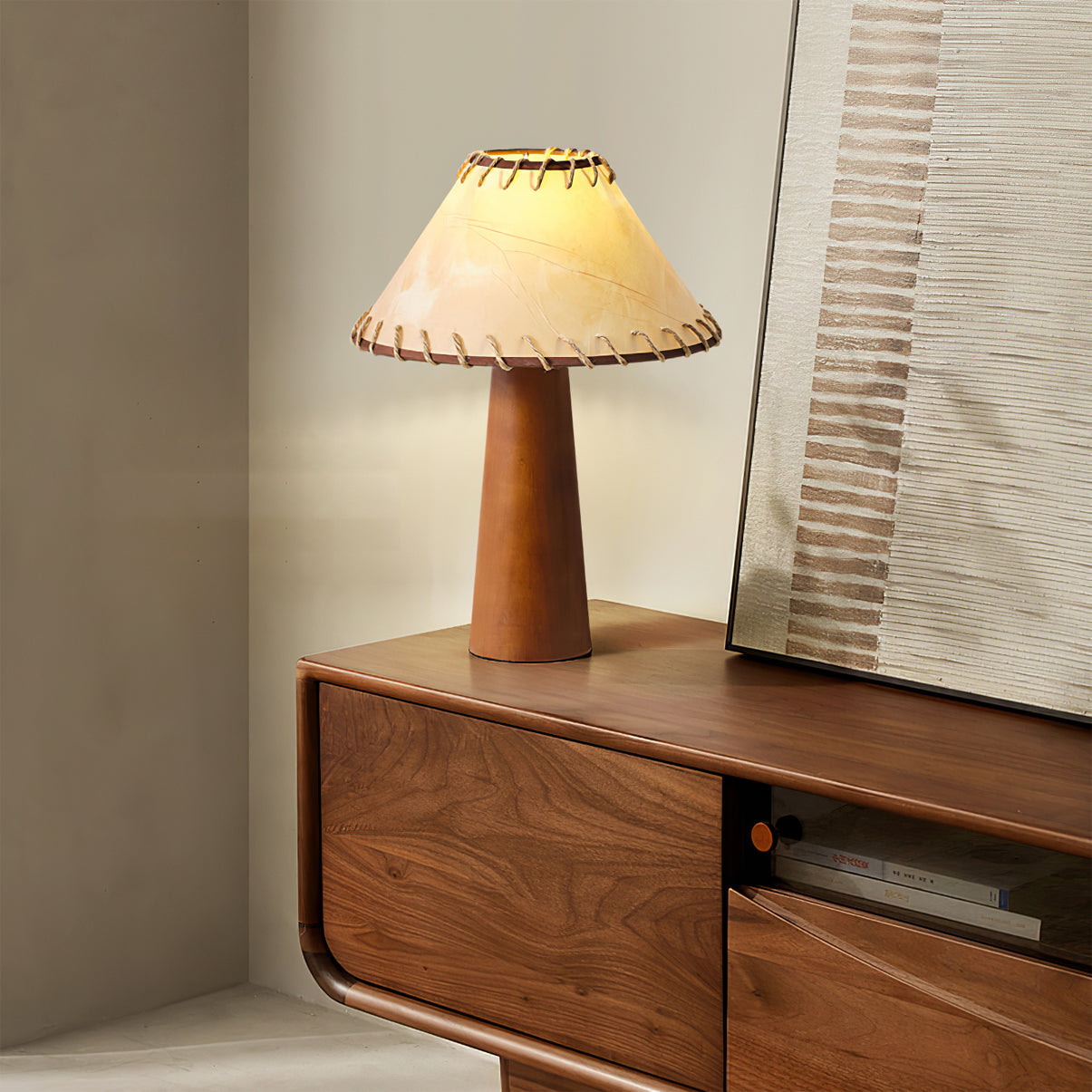 Lámpara de Mesa Vintage de Madera con Pantalla de Tela – Diseño Clásico y Elegante 8