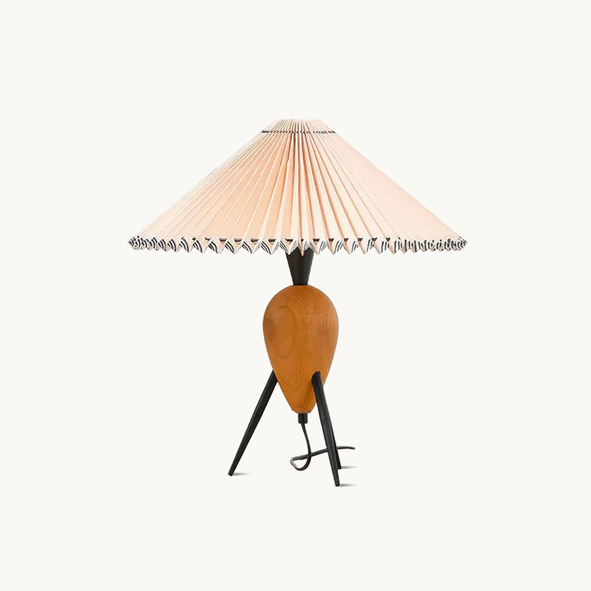 Auril - Lámpara de Mesa Vintage de Madera y Metal con Diseño Único – 40cm de Diámetro