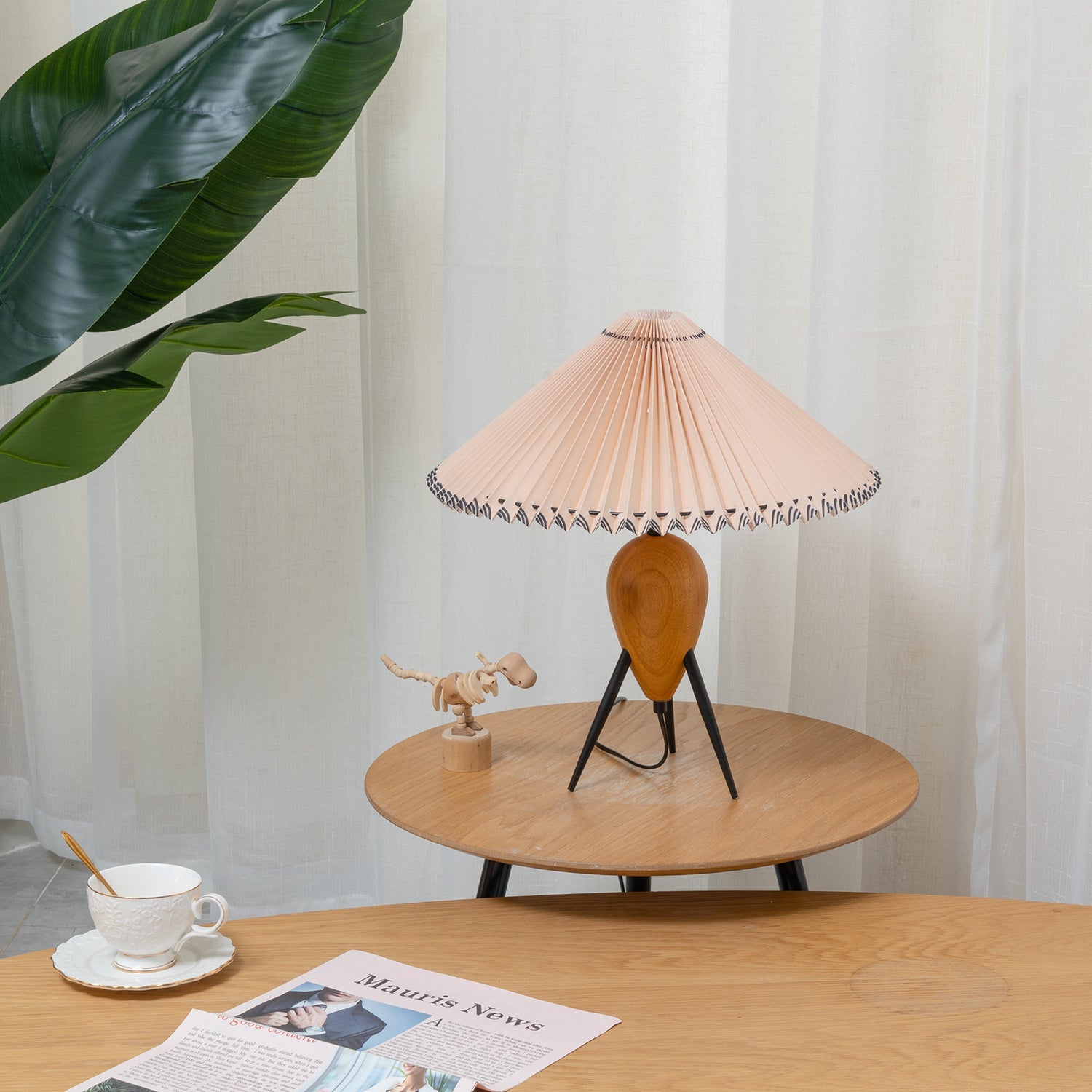 Lámpara de Mesa Vintage de Madera y Metal con Diseño Único – 40cm de Diámetro 6