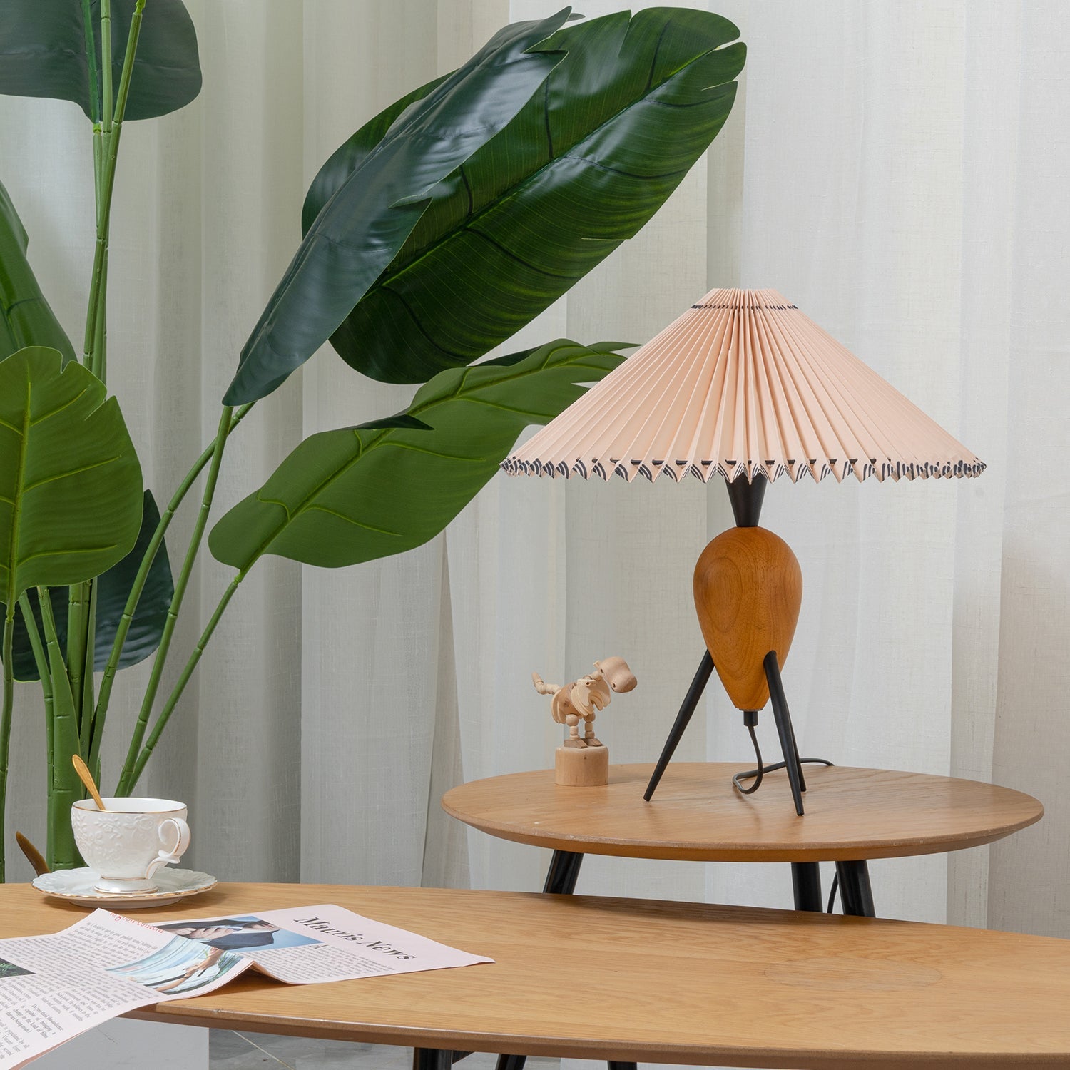 Lámpara de Mesa Vintage de Madera y Metal con Diseño Único – 40cm de Diámetro 7