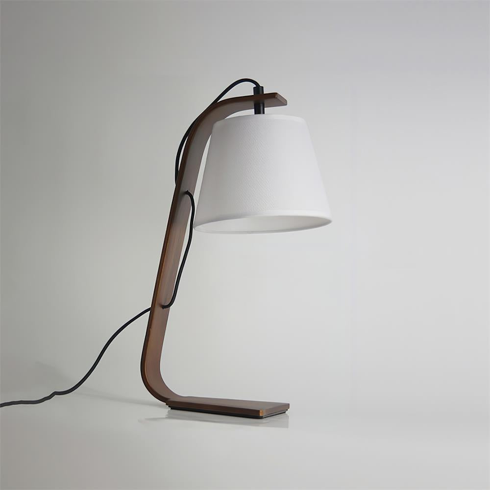 Lámpara de Mesa Walden con Diseño Contemporáneo y Pantalla de Tela – Acabados en Madera Natural y Oscura 0
