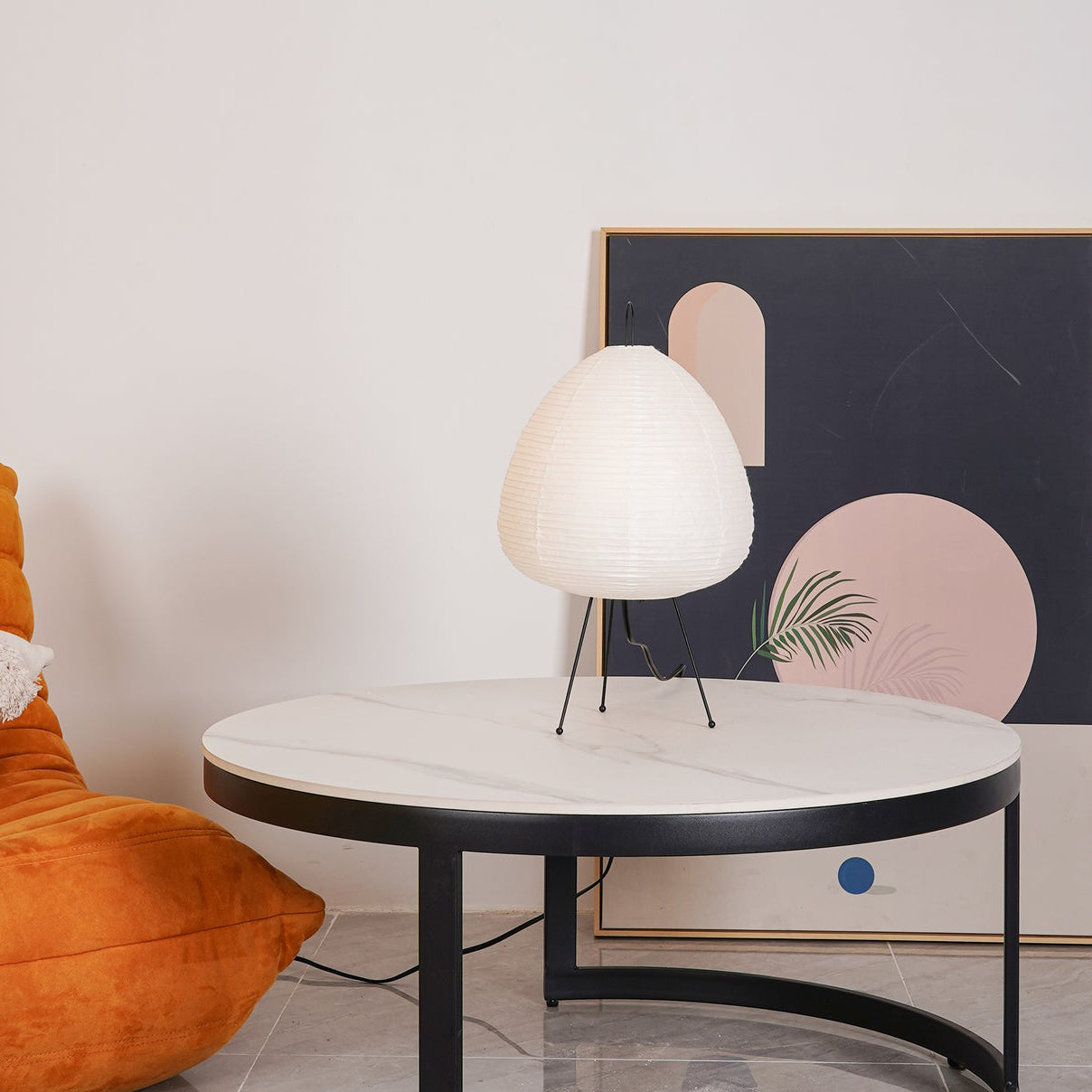 Lámpara de Mesa Washi de Papel de Morera y Metal – Diseño Japonés, Luz Suave y Acogedora 3