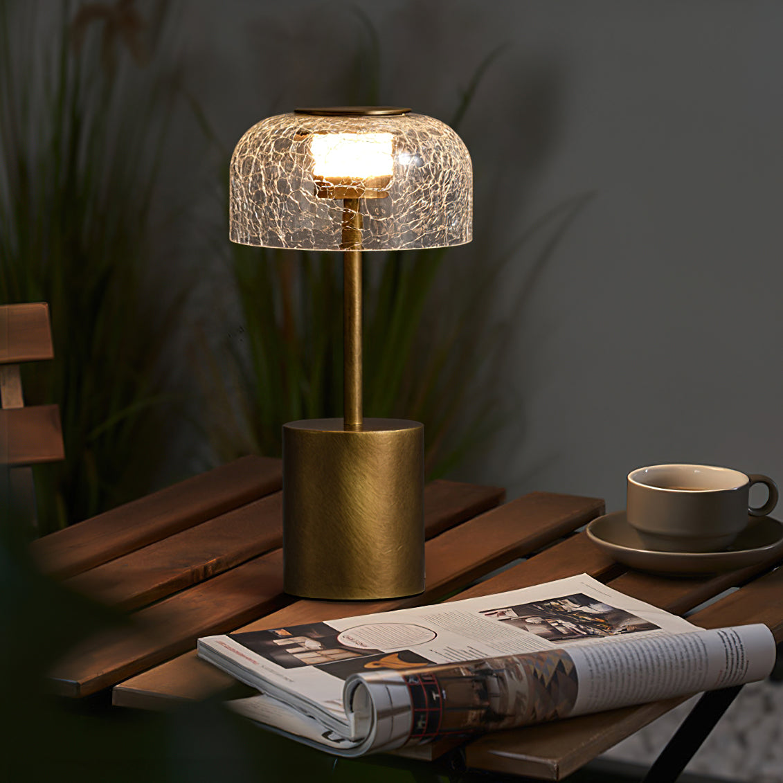 Lámpara de Mesa con Batería Incorporada y Pantalla de Vidrio Craquelado – Estilo Moderno 3