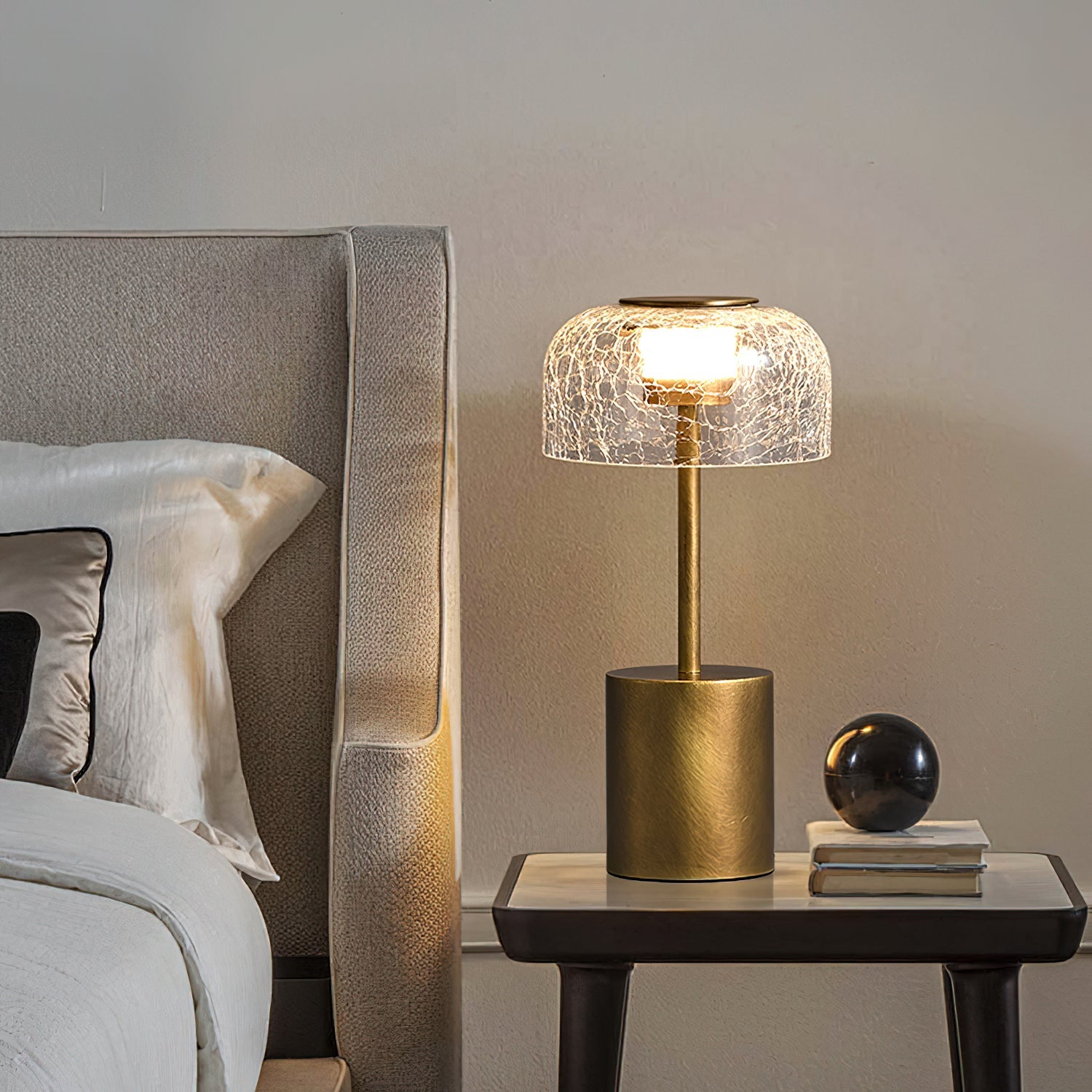 Lámpara de Mesa con Batería Incorporada y Pantalla de Vidrio Craquelado – Estilo Moderno 5