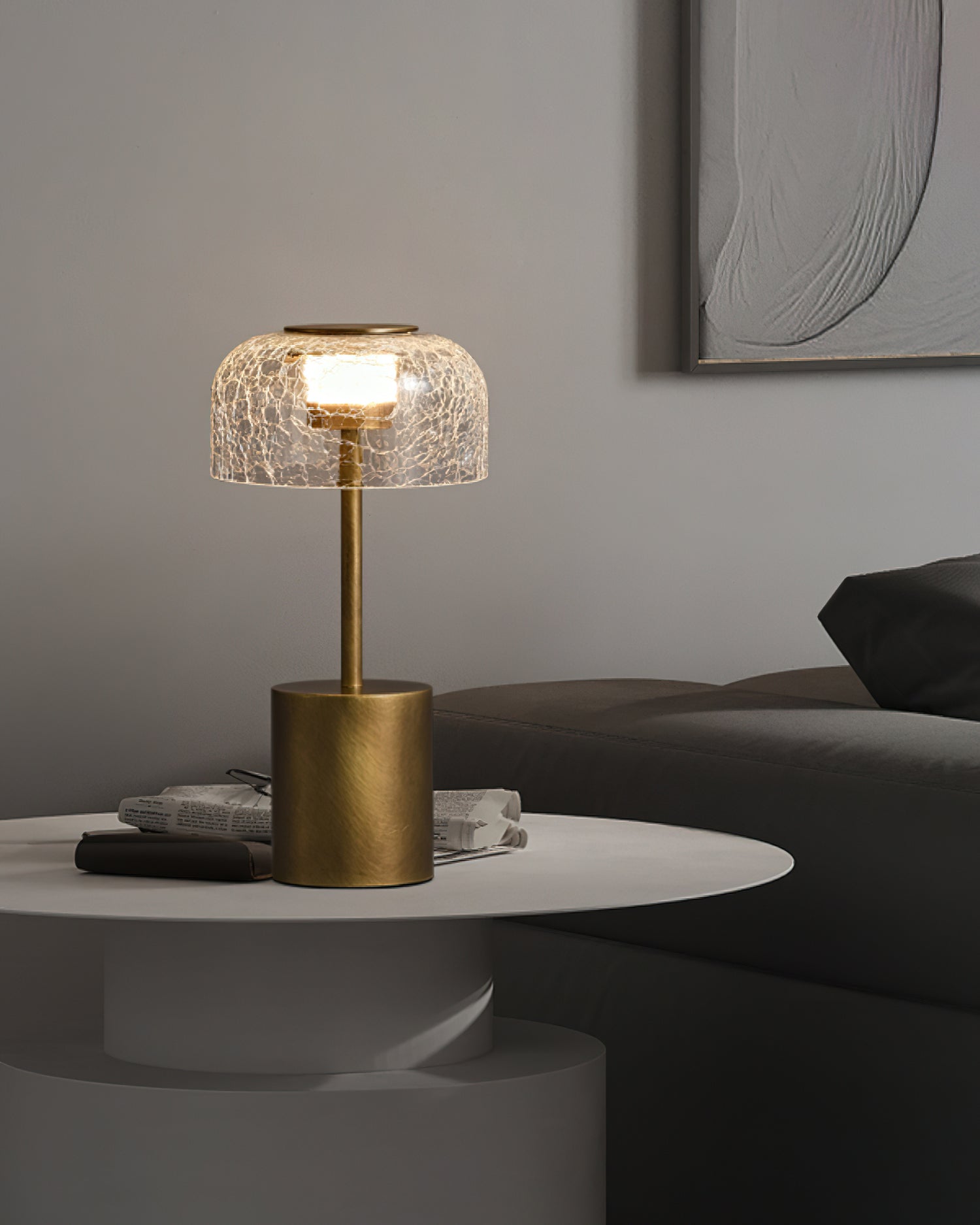 Lámpara de Mesa con Batería Incorporada y Pantalla de Vidrio Craquelado – Estilo Moderno 6