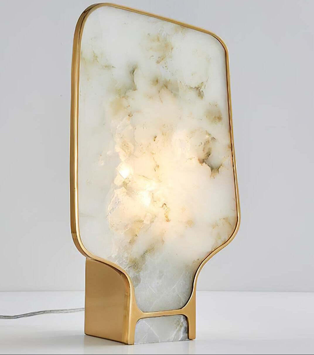Lámpara de Mesa de Alabastro con Acabado en Oro y Diseño Clásico - Ideal para Mesita de Noche y Decoración Interior 6