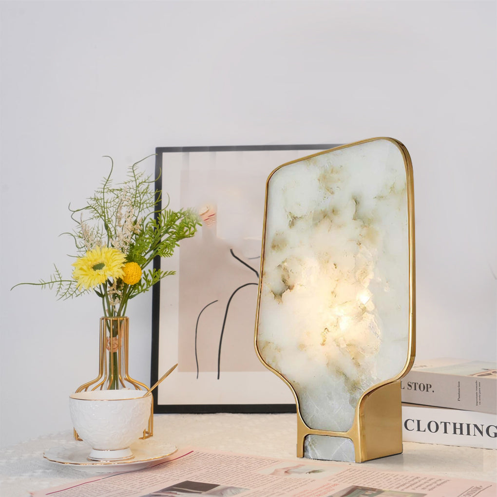 Lámpara de Mesa de Alabastro con Acabado en Oro y Diseño Clásico - Ideal para Mesita de Noche y Decoración Interior 7
