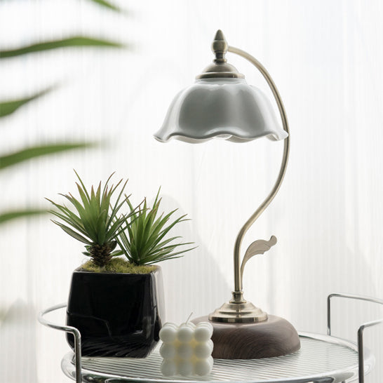 Lámpara de Mesa de Cerámica Blanca con Pantalla Floral y Control Táctil – Ideal para Escritorios y Mesas de Noche 6