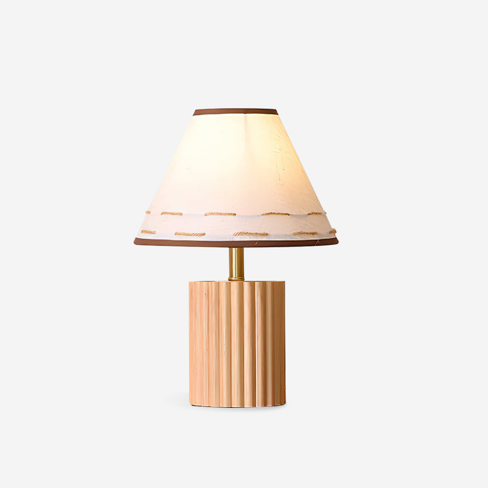 Curil - Lámpara de Mesa de Madera con Pantalla Artesanal y Base Cilíndrica