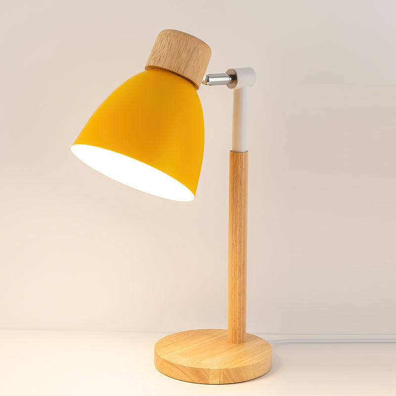 Lámpara de Mesa de Madera con Pantalla Amarillo Macarón – Diseño Escandinavo Moderno 2