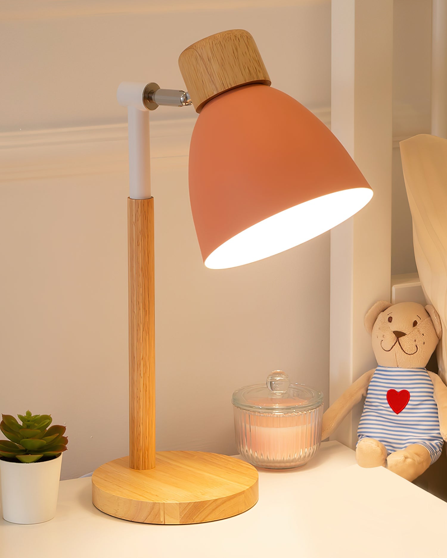 Lámpara de Mesa de Madera con Pantalla Amarillo Macarón – Diseño Escandinavo Moderno 8