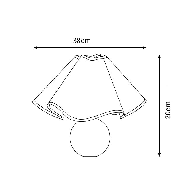 Lámpara de Mesa de Madera con Pantalla de Tela Curvada y Base Esférica – Acabados en Madera Natural y Negro 5