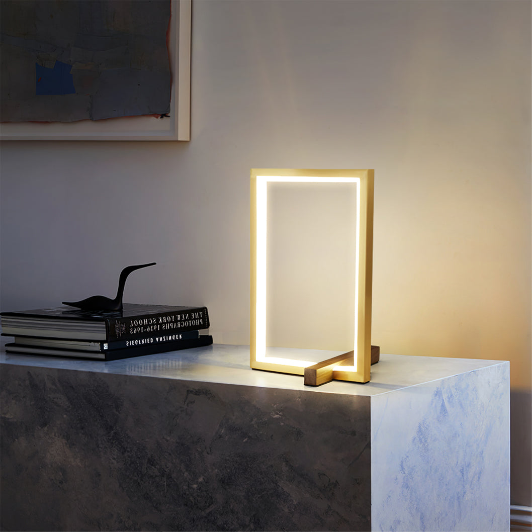 Lámpara de Mesa de Madera de Diseño Moderno de Media Edad con Luz LED Integrada 2