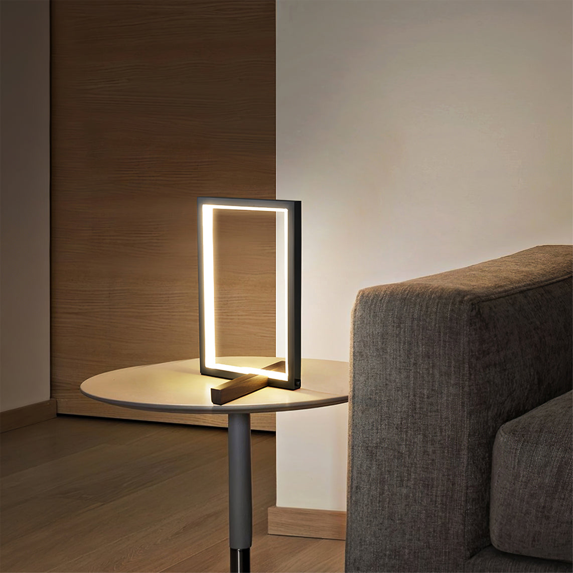 Lámpara de Mesa de Madera de Diseño Moderno de Media Edad con Luz LED Integrada 3