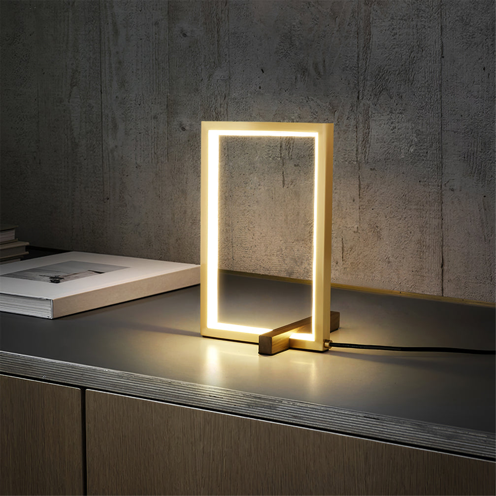 Lámpara de Mesa de Madera de Diseño Moderno de Media Edad con Luz LED Integrada 5