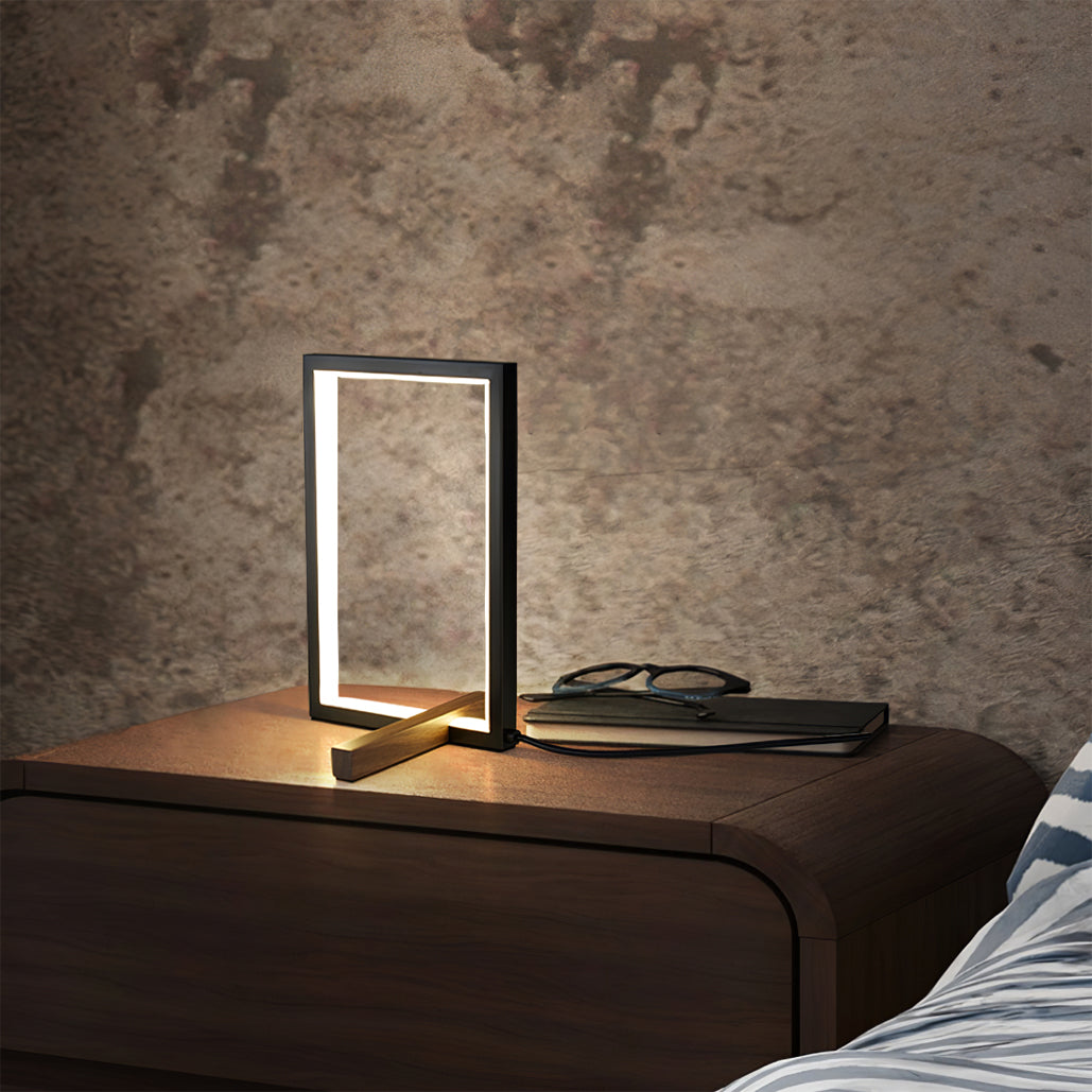 Lámpara de Mesa de Madera de Diseño Moderno de Media Edad con Luz LED Integrada 6