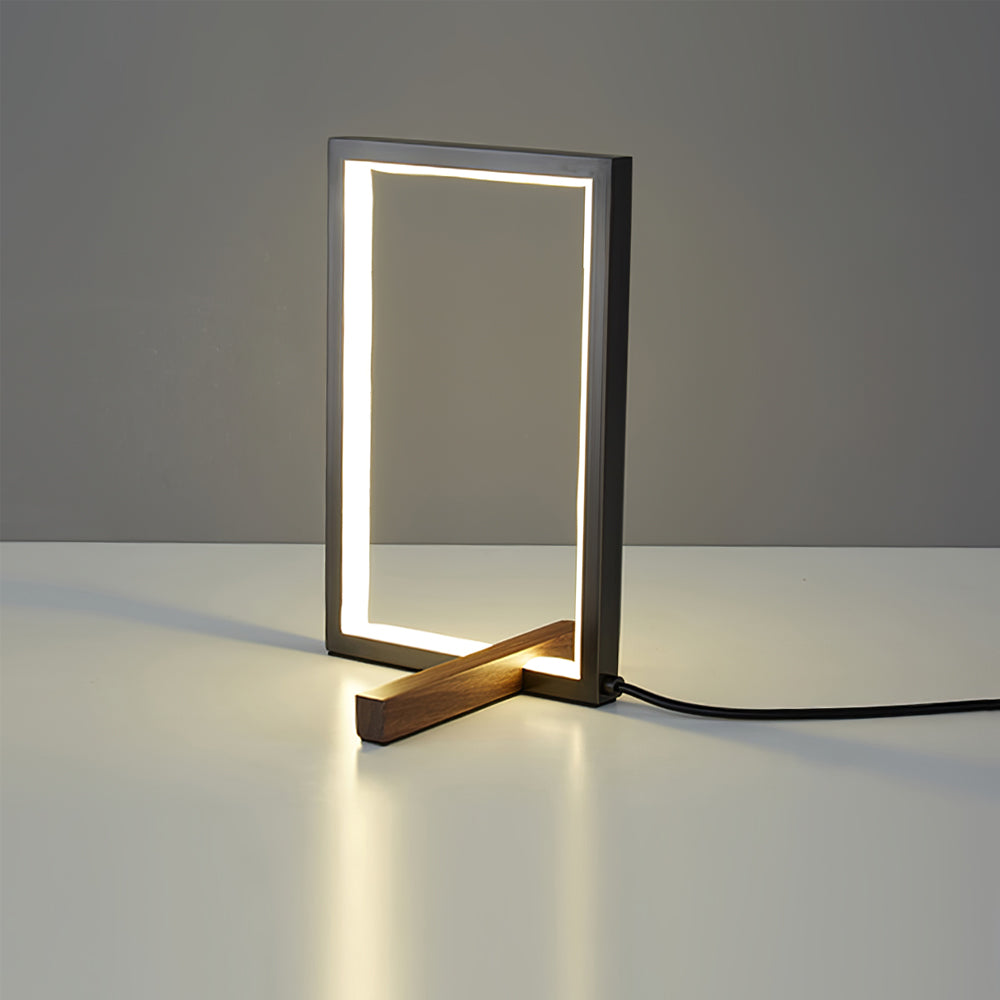 Lámpara de Mesa de Madera de Diseño Moderno de Media Edad con Luz LED Integrada 8