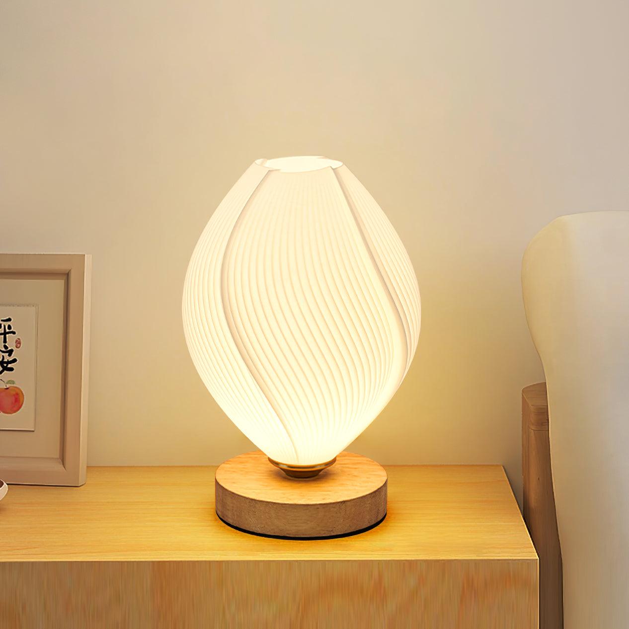 Lámpara de Mesa de Madera y Acrílico con Diseño Natural, Ideal para Mesita de Noche, Uso Interior, Compatible con Bombillas LED 10