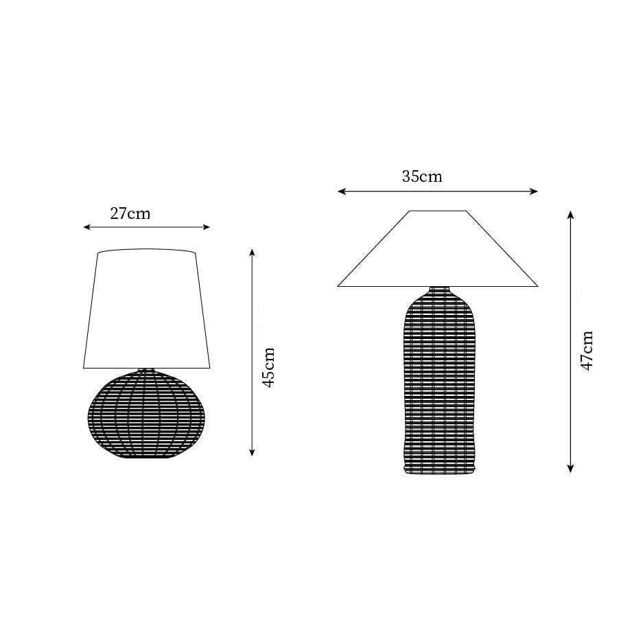 Lámpara de Mesa de Ratán Natural con Pantalla de Tela para Interiores - Diseño Moderno y Elegante 5