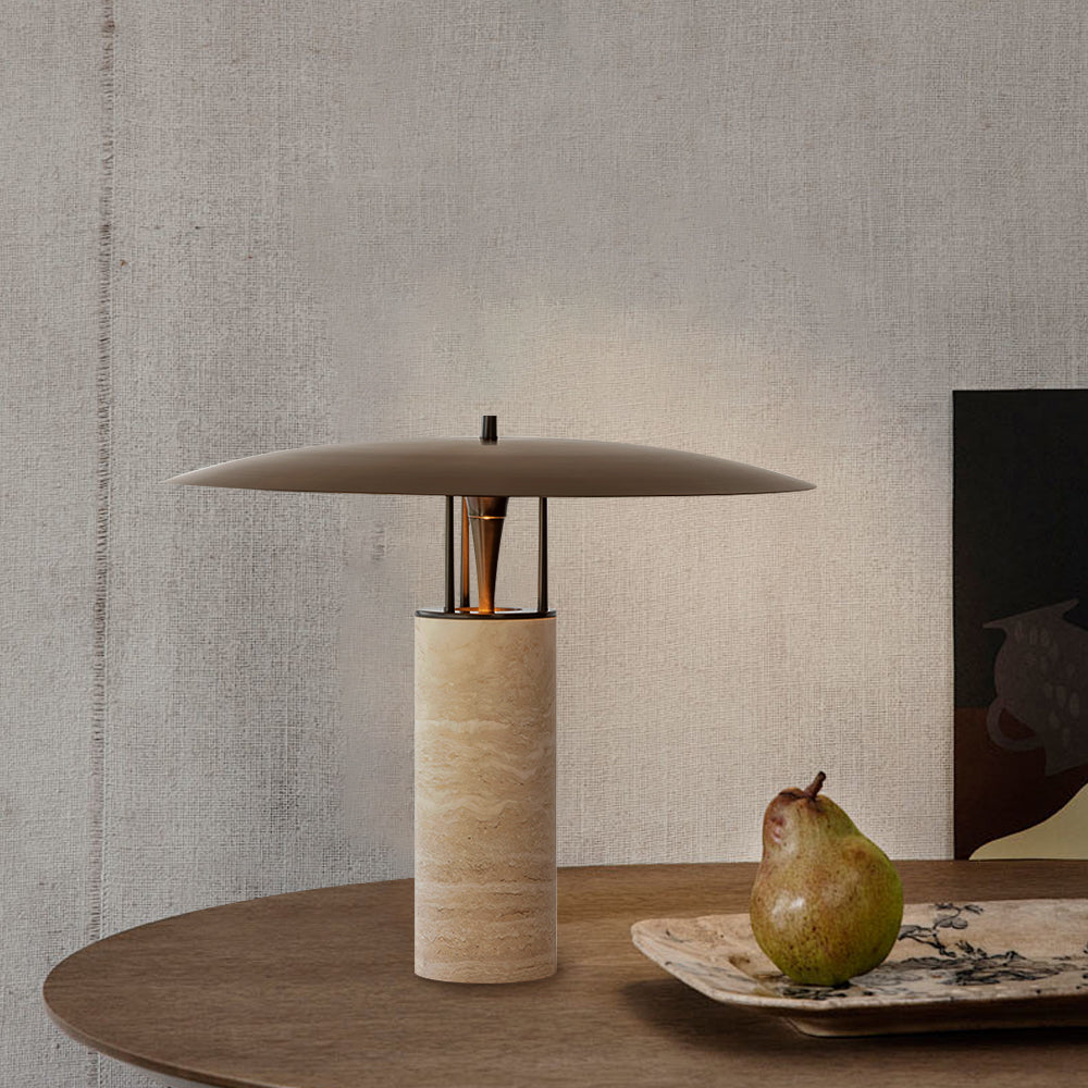 Lámpara de Mesa de Travertino Amarillo con Diseño Elegante y Luz LED Integrada 5