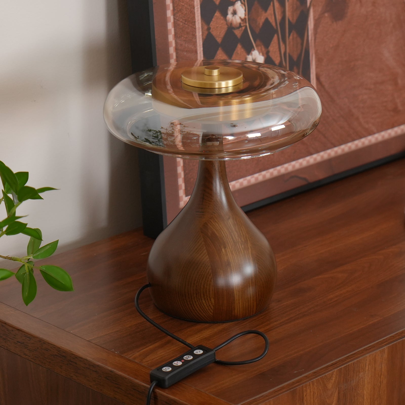 Lámpara de Mesa de Vidrio con LED y Temperaturas de Color Ajustables en Latón y Madera – Iluminación Sobremesa Elegante para Hogar 6