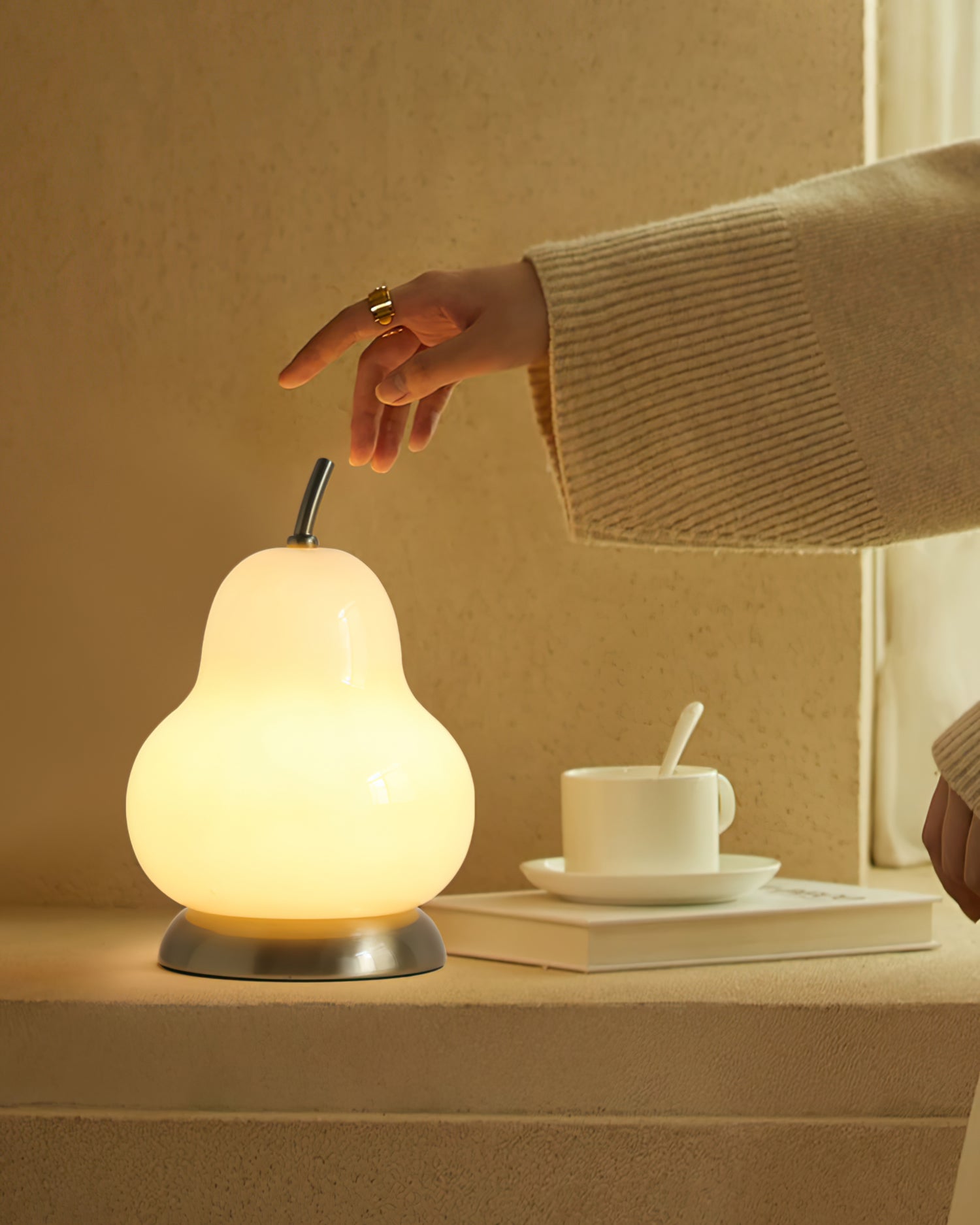 Lámpara de Mesa de Vidrio en Forma de Pera con Batería Integrada y Luz LED 8