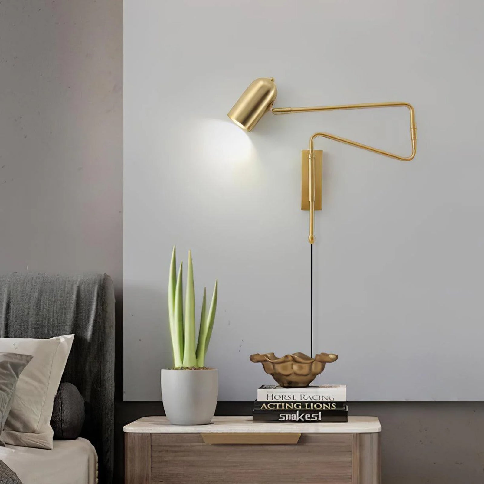 Lámpara de Pared Ajustable con Brazo Rotativo – Diseño Moderno en Negro y Dorado 5
