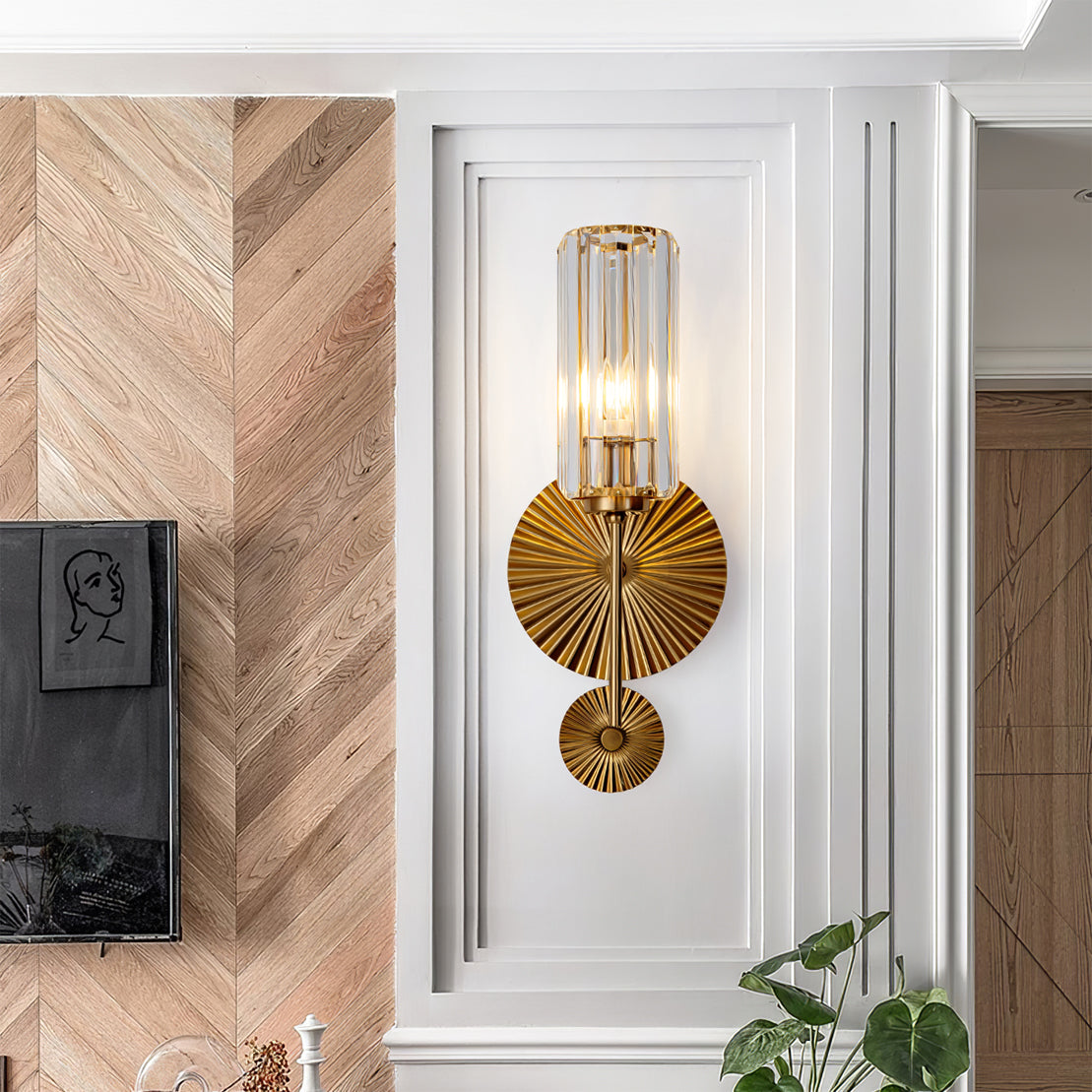 Lámpara de Pared Cecily con Pantalla de Vidrio Transparente y Acabado en Cobre – Diseño Contemporáneo 8