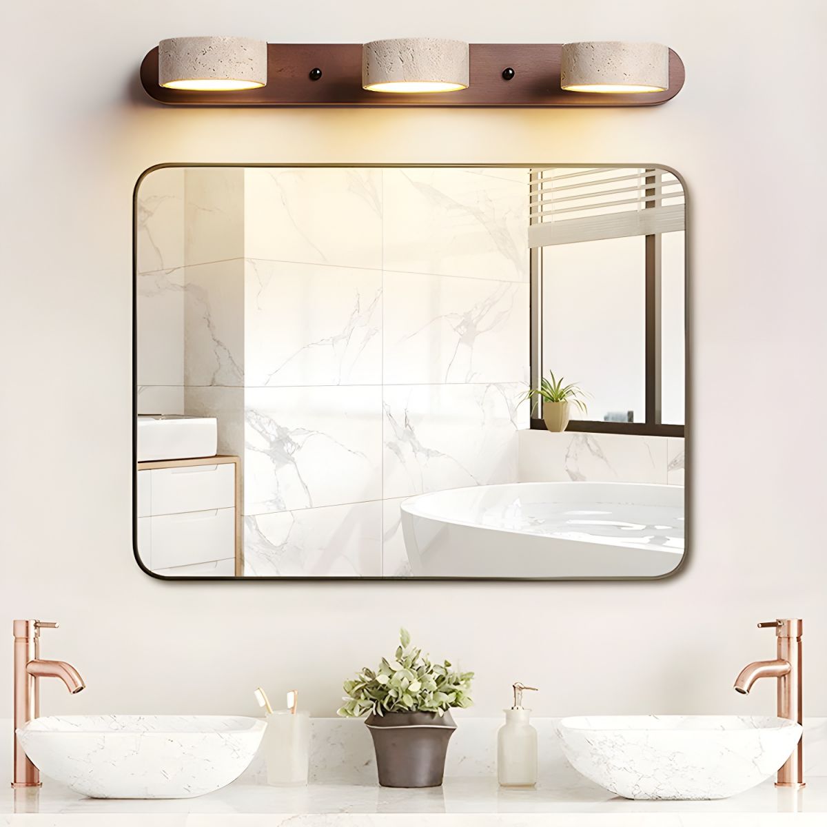 Lámpara de Pared Duo de Travertino con Luz LED Integrada – Aplique de Pared Moderno y Natural para Iluminación Sofisticada 4