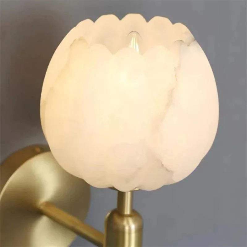 Lámpara de Pared Elegante con Diseño de Rosa y Base de Mármol, Iluminación LED para Decoración Romántica 7