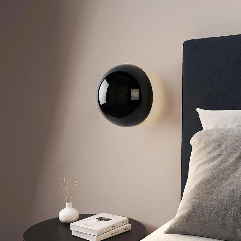 Lámpara de Pared Estilo Bauhaus Medieval, Aplique Pared Minimalista con Efecto Eclipse Solar, Hierro y Vidrio, LED, D10cm/D15cm 2