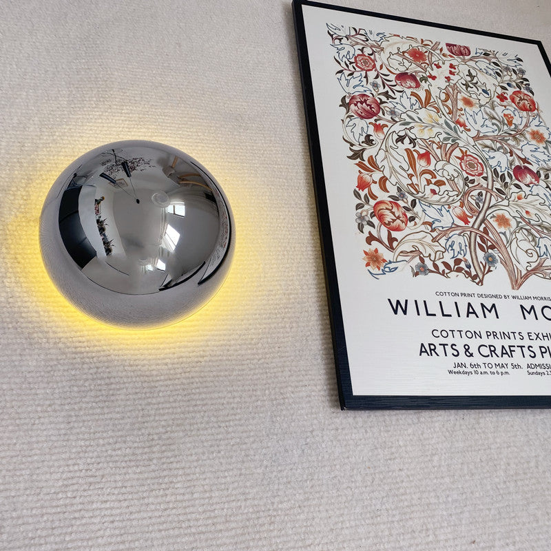 Lámpara de Pared Estilo Bauhaus Medieval, Aplique Pared Minimalista con Efecto Eclipse Solar, Hierro y Vidrio, LED, D10cm/D15cm 4