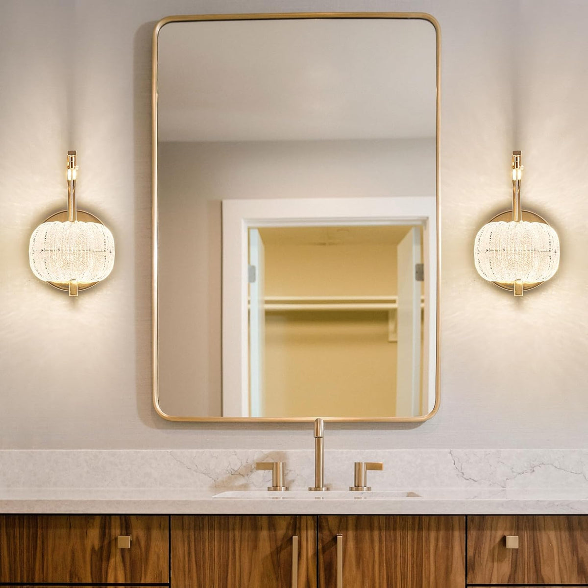 Aurini - Lámpara de Pared Estilo Calabaza de Lujo con Tres Modos de Iluminación - Apliques de Pared Modernos para Salas y Dormitorios