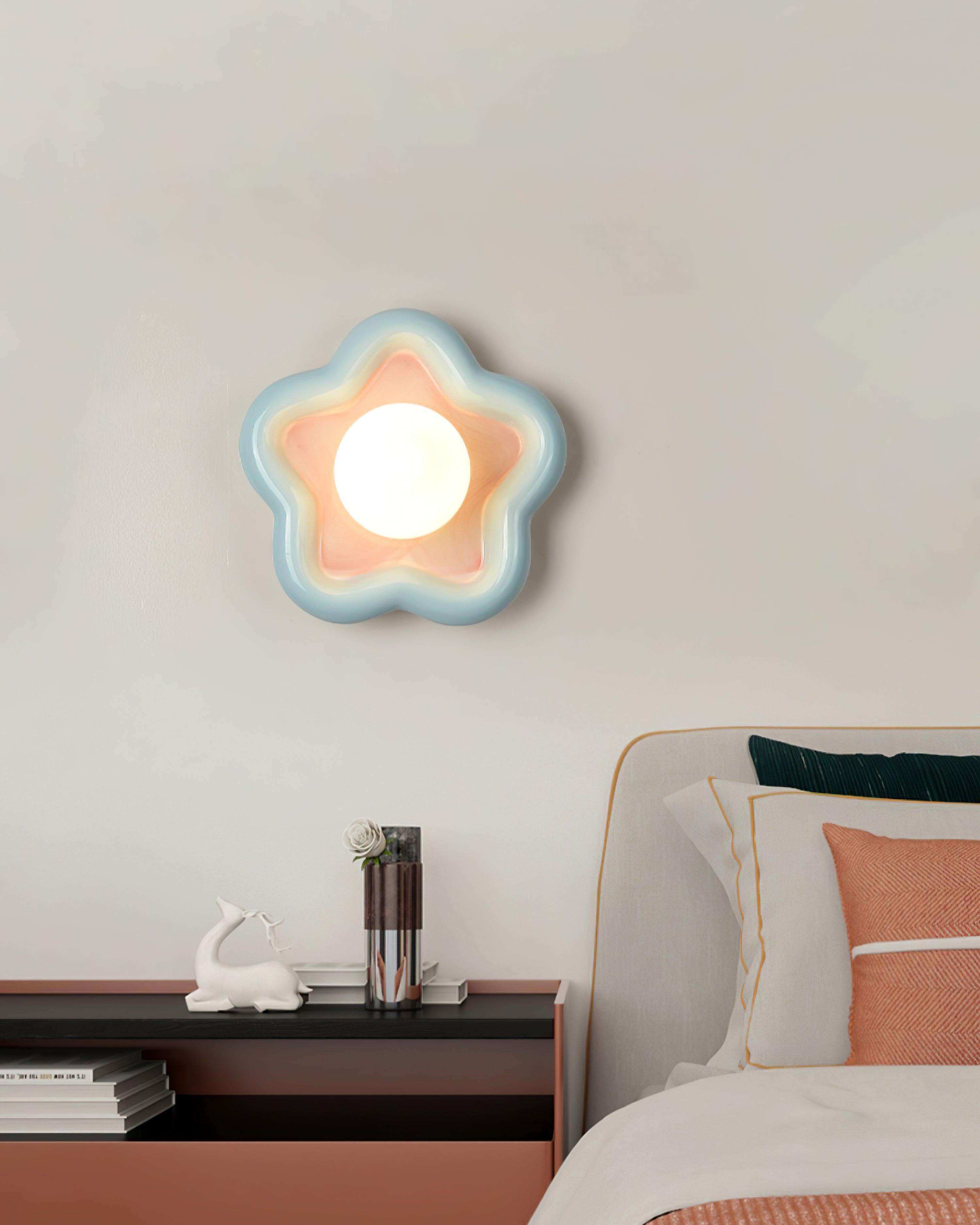 Lámpara de Pared Estrella de Cerámica en Colores Rosa y Azul – Tamaño Compacto 3