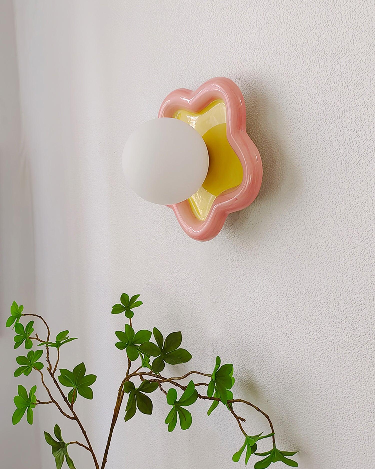 Lámpara de Pared Estrella de Cerámica en Colores Rosa y Azul – Tamaño Compacto 6