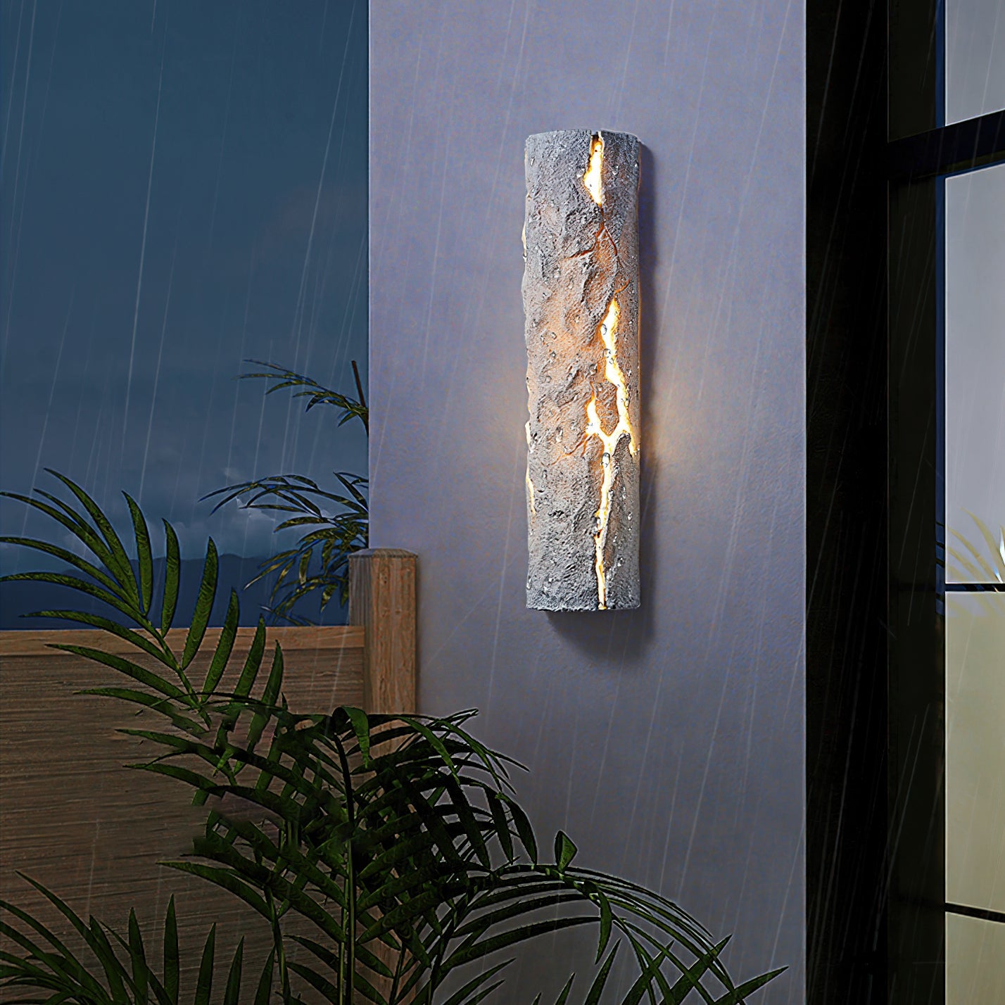 Lámpara de Pared Exterior de Resina con Diseño Rústico y LED Integrado – IP65, Ideal para Jardines y Villas 2