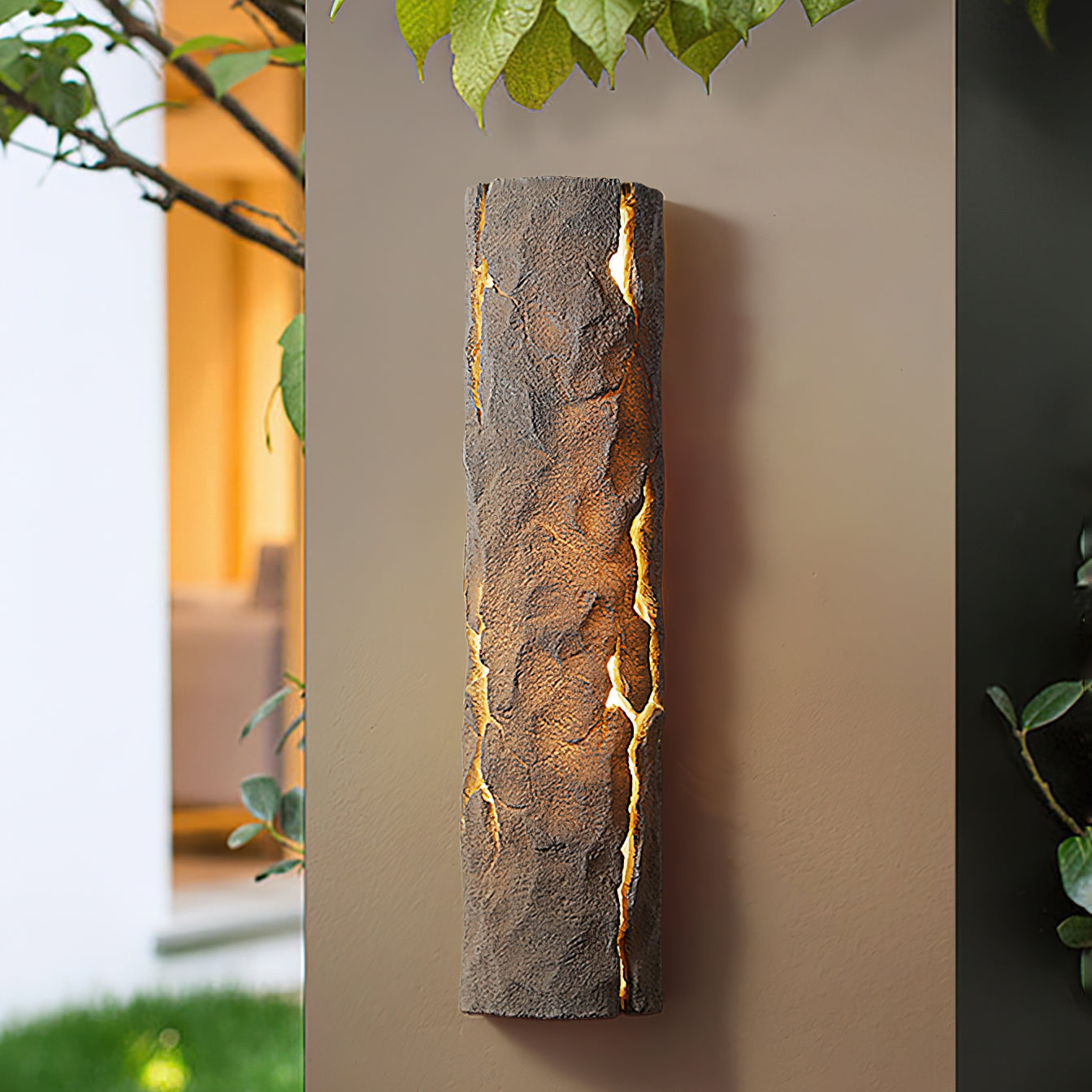 Lámpara de Pared Exterior de Resina con Diseño Rústico y LED Integrado – IP65, Ideal para Jardines y Villas 8