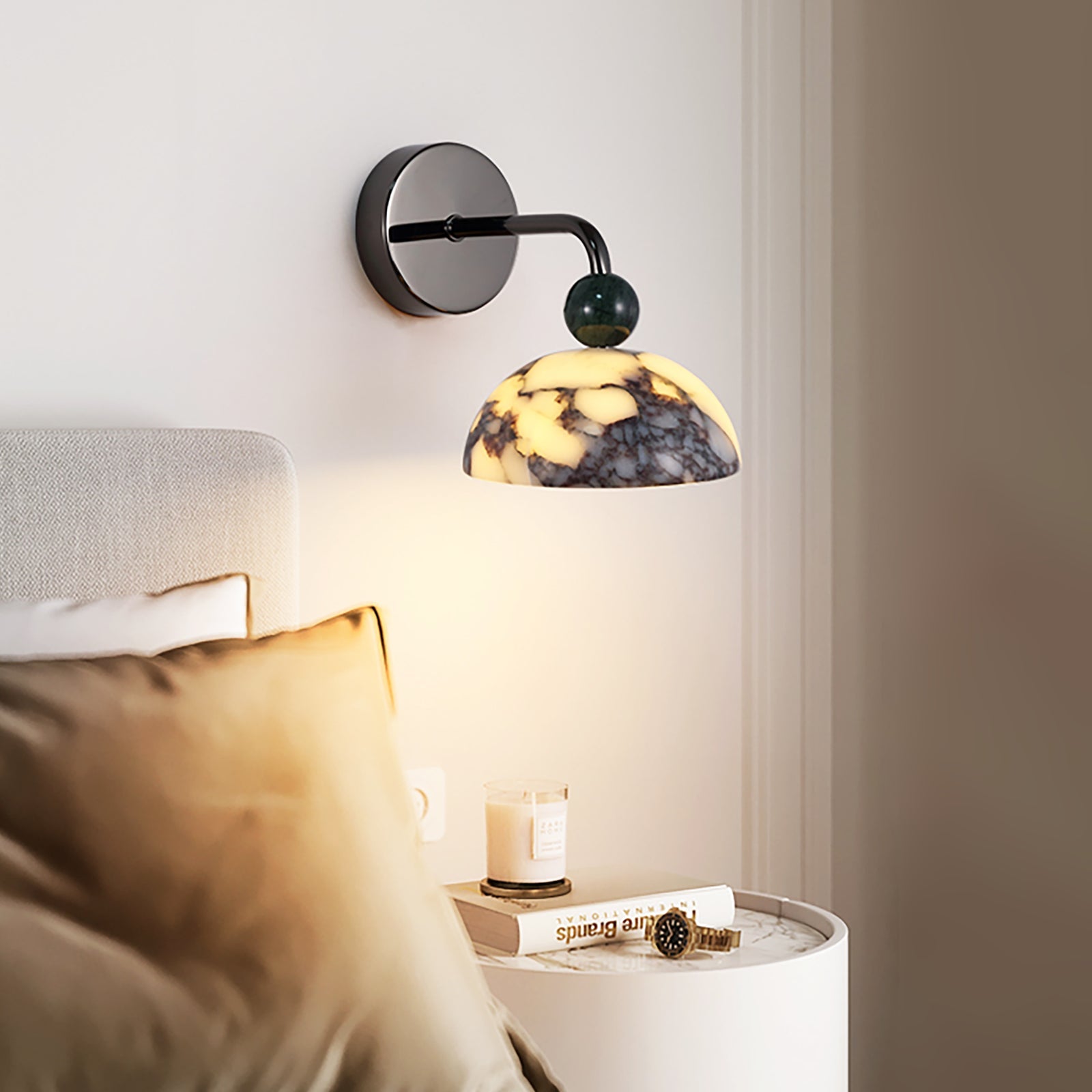 Lámpara de Pared Globo de Mármol Minimalista con LED Integrado – Iluminación Moderna para Interiores 0